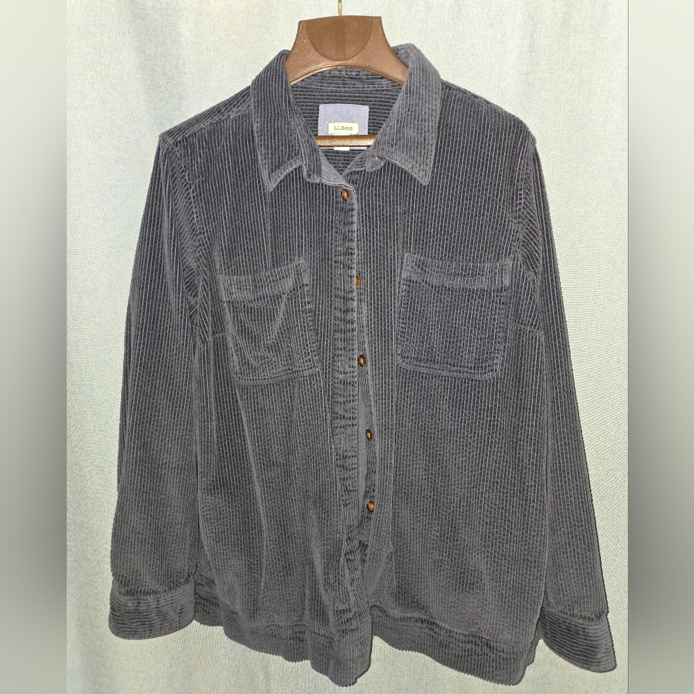 LL Bean Navy Corduroy Button-Up Shirt